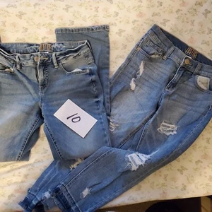 Preowned lot of 2 Girls Designer Jeans  JUSTICE destructed jeans size 10 - Picture 1 of 1