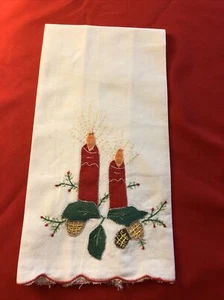 VINTAGE CHRISTMAS HAND/TEA TOWEL - APPLIQUE - Picture 1 of 5