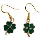 St Patrick's Day Sterling Silver S925 Stampede Hook Earrings With Enamel Clover