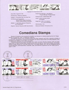 #9149 29c Comedians Stamps USPS Souvenir Page - Picture 1 of 1