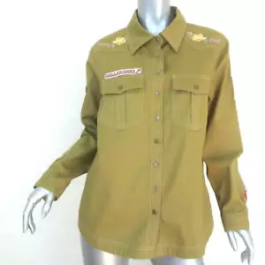 Spell Foxglove Embroidered Shirt Olive Cotton Size Small Long Sleeve Top NEW - Picture 1 of 6