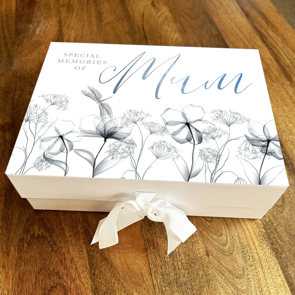 Mum Memories Floral Memorial Personalised Memory Rememberence Keepsake Box - Image 1 of 1