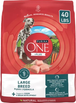 Purina ONE +Plus Natural Large Breed Formula Dry Puppy Food, 40-lb bag