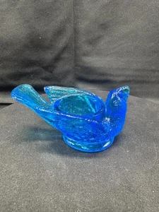 Salero vintage de vidrio azul aguamarina Degenhart para pájaros - Imagen 1 de 5