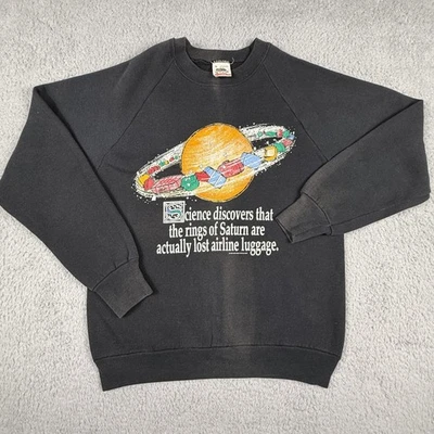 Sudadera De Colección Fruit of the Loom Para Hombre Mediana Saturn Science Joke Años 90 Etiqueta EE. UU. Foto 1 de 4