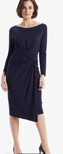 MM. Lafleur Damen Medium Keiko Kleid italienischer Strick Dark Iris Navy Langarm ZZ - Bild 1 von 9