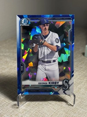 2021 Bowman Chrome Sapphire George Kirby Prospect Card #BCP-117 Seattle Mariners - Image 1 of 2