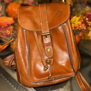 Patricia Nash European Countryside Aberdeen Knapsack Backpack Brown Leather - Picture 1 of 4