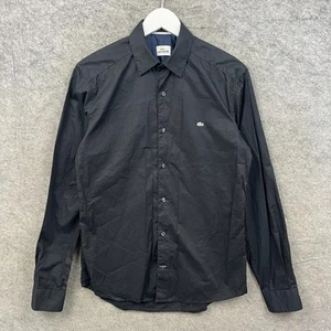 Lacoste Shirt Mens Small Black Slim Tailored Fit Button Up Long Sleeve Top - Picture 1 of 10