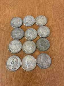 12 1960-1964 Quarters 90% Silver - Picture 1 of 2