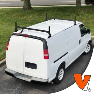 H1 2-Bar Steel Rack System GMC Savana 1996-current (All trims) Black - Picture 1 of 10