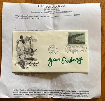 JOAN EMBERY AUTOGRAPHED "SAN DIEGO ZOO AMERICAN CROC" 1996 FIRST DAY ISSUE FDC - Image 1 of 2