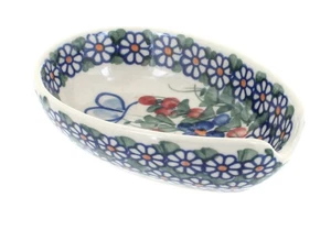 Blue Rose Polish Pottery Garden Butterfly Small Spoon Rest - Picture 1 of 1