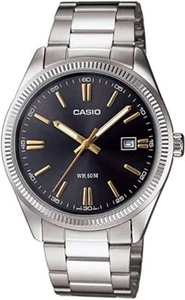 Men's Casio Black Dial Silver Stainless Steel Round Wrist Watch MTP-1302D-1A2VDF - Picture 1 of 2