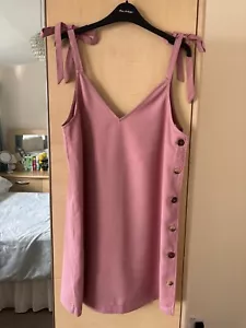 BNWT Topshop Dusky Pink Buttoned Mini Dress, UK Ladies Size 12 - Picture 1 of 24