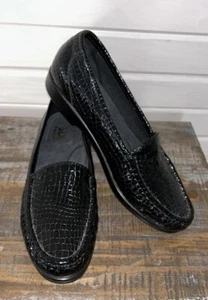 SAS Talla 8 MEDIANO Negro Cocodrilo Simplificar Zapatos Cuero Mocasín Sin Cordones Comodidad Usado en Excelente Condición - Imagen 1 de 11