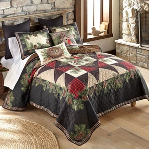 Donna Sharp Cardinal Pine 5-Pc Queen Quilt Set Rustic Lodge Woodland Patchwork - Picture 1 of 9