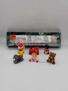 Vintage Hand Painted Toyland Figures Christmas Ornaments Set Of 6 Plastic  - Picture 1 of 14