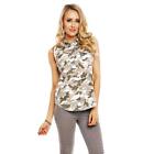 Sleeveless Ladies Denim Blouse IN Army-Look Camouflage/Grey #BL400