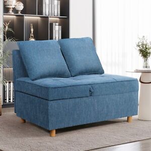Convertible Sofa Bed 4-in-1 Sofa Bed 3 Seat Futon Sofa Linen Sleeper Bed Couch·