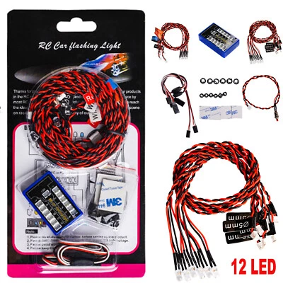 RC Car 12 LED Flashing Lights for 1/10 1/8 HSP  CC01 4WD Axial SCX10 HYA - Image 1 of 4