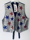Vintage Sequin Fashion Fantasy Patriotic USA Stars Size L With Tags