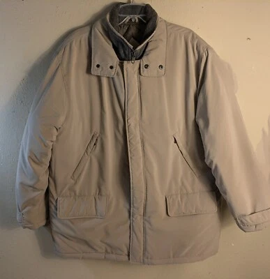 Catalina Ropa Exterior Para Hombres Grande Caqui Franela Capa con Forro Acolchado Bolsillos con Cremallera Foto 1 de 4