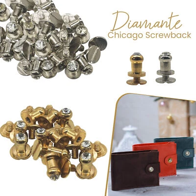 8mm Brillantini Vite Posteriore Rivetti Ottone Borchie per Pelle Giacche Cinture - Immagine 1 di 4