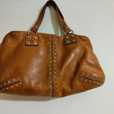 MICHAEL KORS 复古富尔顿托特包干邑 Lether 手提包! — 第 1/4 张图片