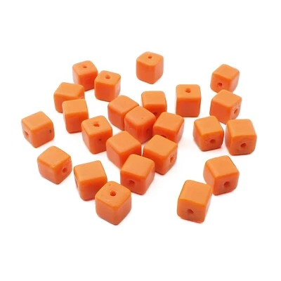 Lote (24) Cuentas Vidrio Cubo Naranja Checo Vintage 7 mm Foto 1 de 2
