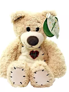 First & Main Tan Tender Teddy Bear Plush 12" Brown Stitching Red Heart #1815 Tag - Picture 1 of 7