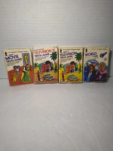 Lot Of 4 Hoyle Pocket Trivia Game Cards 1984/85 Television 1&2, Movie, and World - Picture 1 of 3
