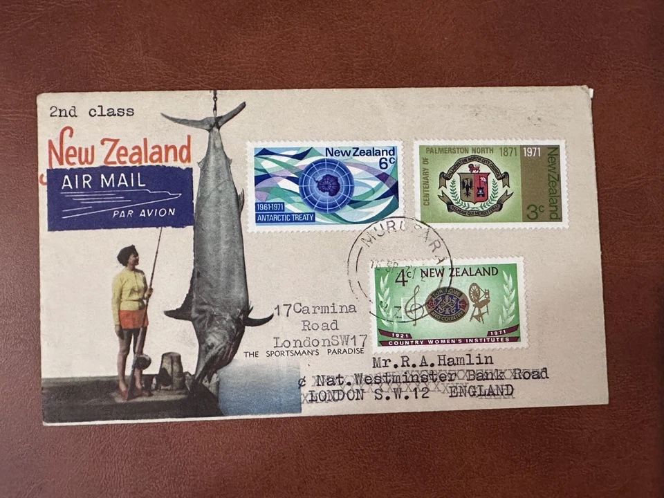 New Zealand COVER 1971 FISHING CACHET TO ENGLAND — 第 1/2 张图片