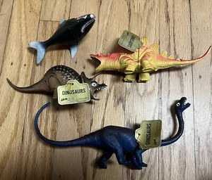 4 VTG 1980s JA-RU Prehistoric Rubber Dinosaur Monster Figures NEW w/ Tags - Picture 1 of 12