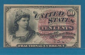 FR.1257 10 CENT FOURTH ISSUE FRACTIONAL PMG AU 55EPQ - Picture 1 of 3