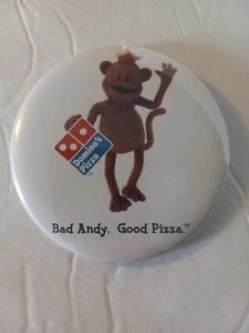 Vintage Domino's Pizza Bad Andy Round Pin 3" NEW!! - Picture 1 of 2