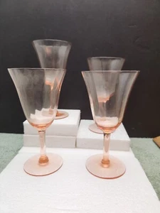 Morgantown #7577 Pink Wine Glass Optic Panel 6.5" Set of 4 - Picture 1 of 5