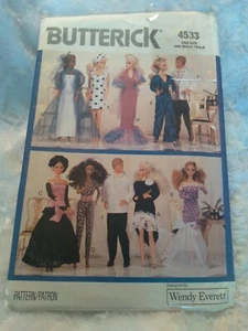 VINTAGE 4533 BUTTERICK 11 1/2" FASHION DOLL CLOTHES 10 OUTFITS - Picture 1 of 3