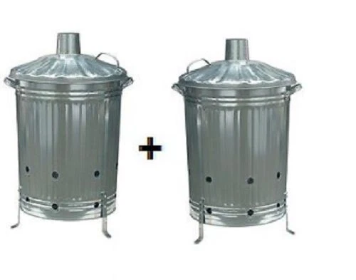 2 x Large 90L Incinerator Fast Burning Fire Bin Rubbish Paper Leaf burner