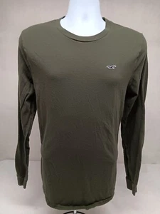 HOLLISTER MENS GREEN LARGE FITS MEDIUM LONG SLEEVE T-SHIRT WITH LOGO - Picture 1 of 14
