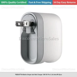 F8Z630TT04 Belkin Single USB Wand Ladegerät 10 W 5 V Pwr 2,1 A und 4 Fuß Sync - Bild 1 von 1