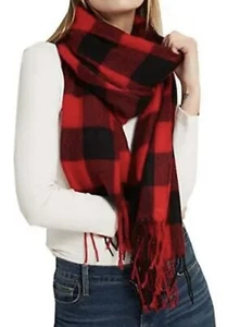 Women's Fashion Long Christmas Shawl /Scarf Lattice Large Red Black Plaid - Picture 1 of 3