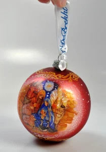 G.Debrekht Painted Nativity Scenic Hanging 3.25" Red Christmas Ball Ornament - Picture 1 of 8