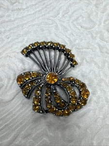 Broche vintage con lazo de diamantes de imitación color ámbar - Imagen 1 de 8