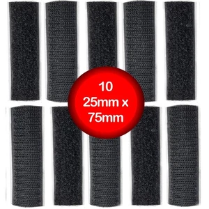 10 ganchos y bucles 25 mm x 70 mm cinta autoadhesiva negra adhesiva trasera 1" x 3" artesanía - Imagen 1 de 7