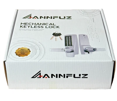 Cerradura de puerta de entrada mecánica sin llave con manija, juego de cerradura de puerta delantera con empuje Foto 1 de 4