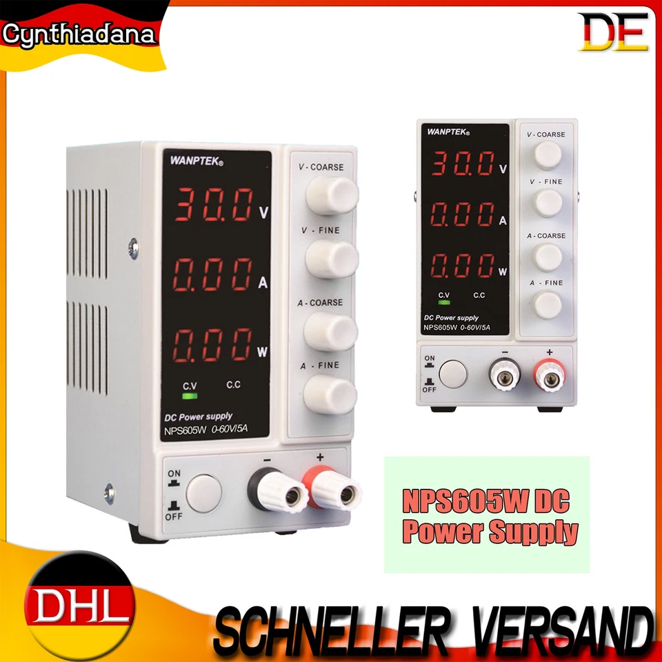 300W 0-60V 5A Labornetzgerät Labornetzteil Trafo Regelbar Netzgerät Power Supply - Bild 1 von 4