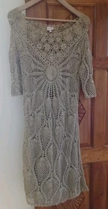 Whistles Knee Length Lace Dress Size 4 gold with 3/4 Sleeves - Picture 1 of 6