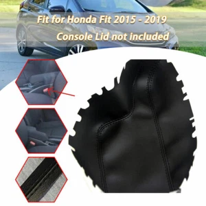 Black Center Console Lid Armrest Cover Microfiber Leather For Honda Fit 2015-19 - Imagen 1 de 1