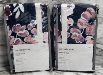 Накидки на подушки Liz Claiborne. Euro Shams. Flora. Комплект из 2. Хлопок. Реверсивный... - Изображение 1 из 4